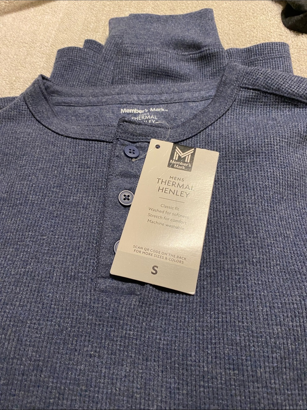 Member's Mark Men's Thermal Henley - Navy